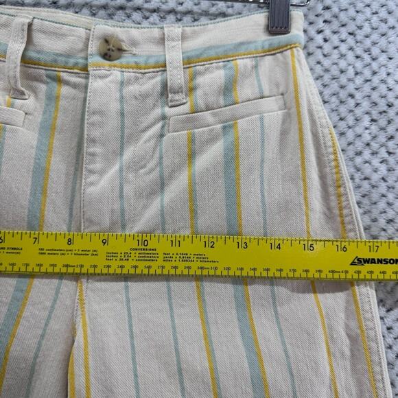 Madewell Pants Womens 24P Yellow Striped Emmett Wide Leg Crop High Rise Trouser - Picture 11 of 15